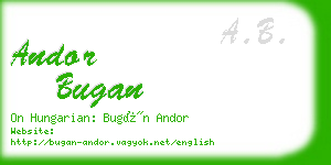 andor bugan business card